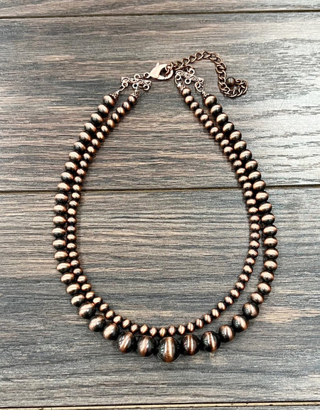 2-strand Copper Bead Necklace 18-23’ long