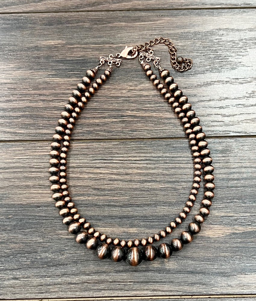 2-strand Copper Bead Necklace 18-23’ long