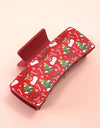 Faux Leather Christmas Holiday Hair Claw Clip - Reindeer Stocking