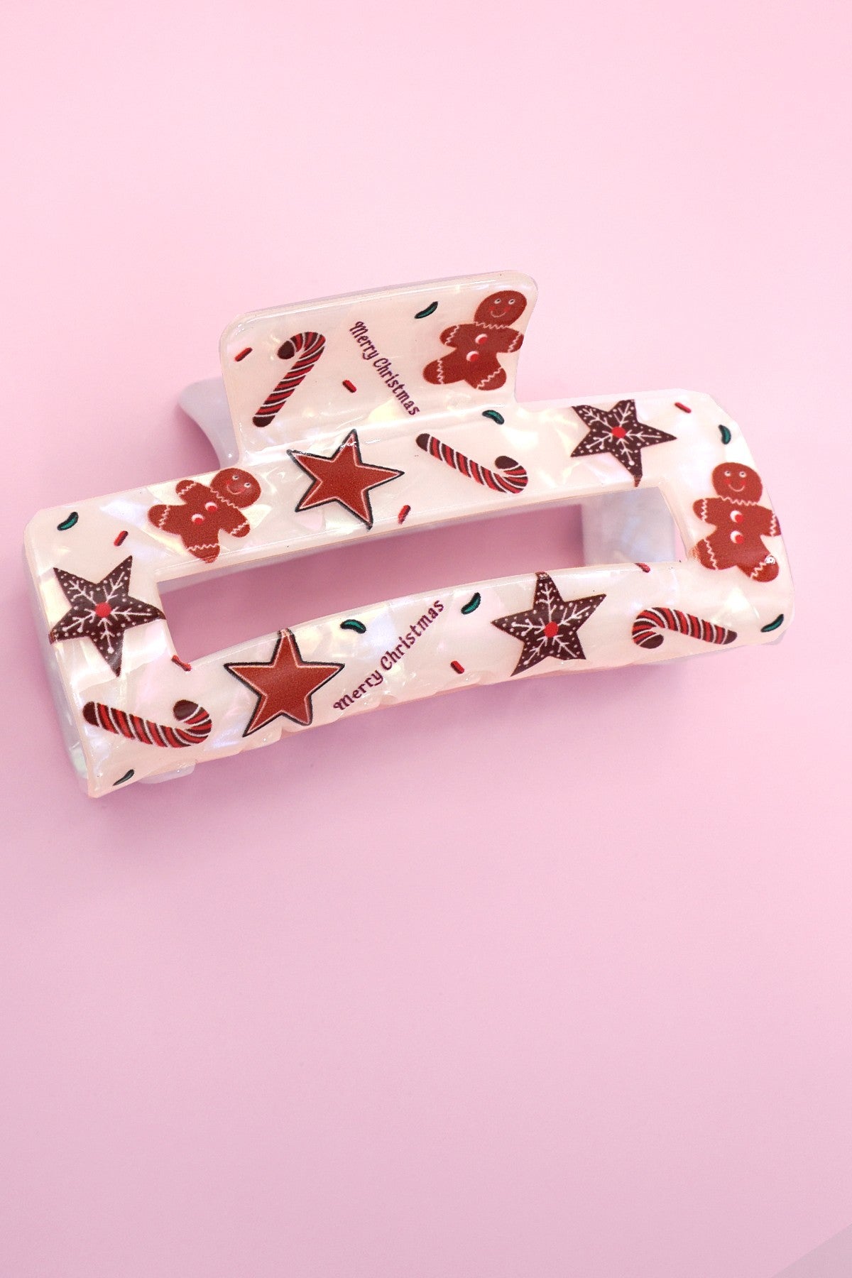 Christmas Tree Santa Holiday Hair Claw - gingerbread