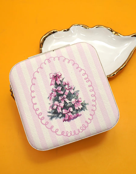 Travel Jewelry Organizer - Pink bow/stripe Tree