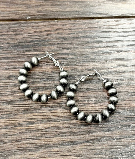 Traditional Navajo Bead 6mm Hoop Earrings
