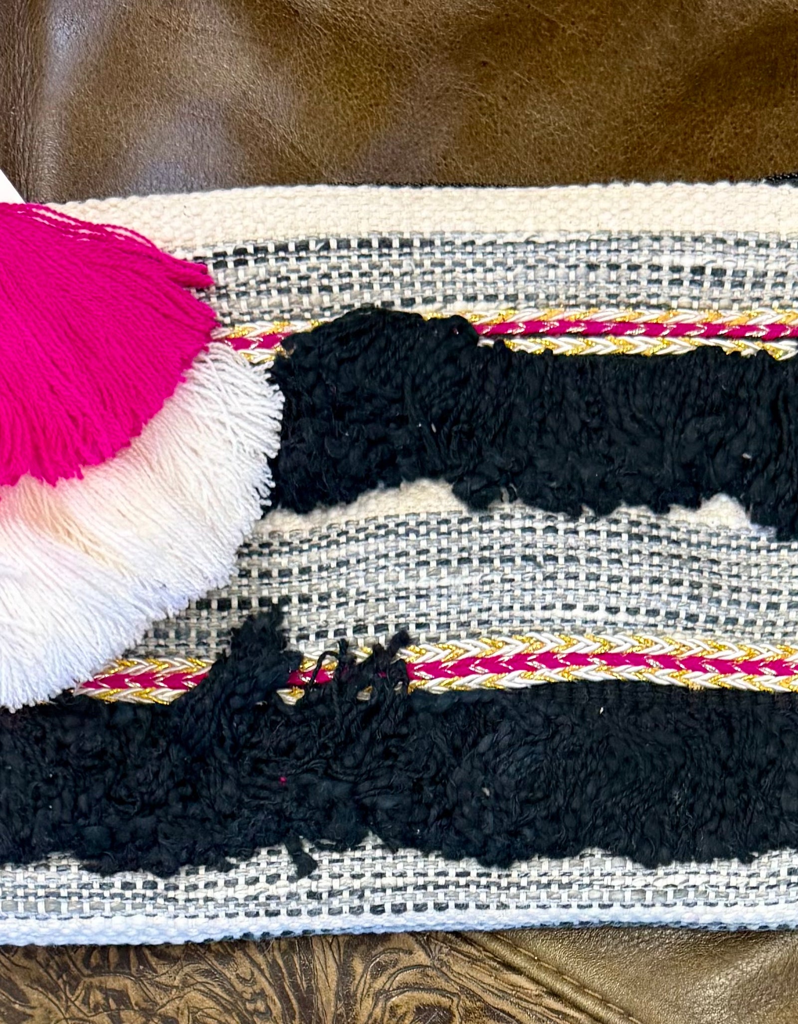 Adalaide Printed Cotton Pouch - Black/Pink