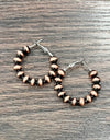 25mm Hoop, 6mm Copper Navajo Earrings