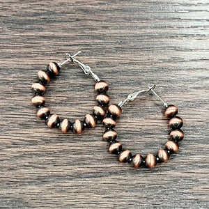 25mm Hoop, 6mm Copper Navajo Earrings