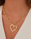 Stainless Steel Heart Necklace - Gold
