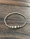 Shiny silver bead stretch bracelet
