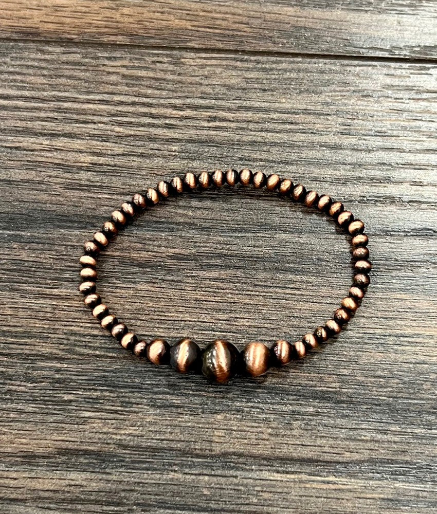 Copper Navajo Bead Stretch Bracelet