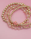 Boho Cross Beaded Stretch Bracelet - Pink