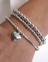 Multi Ball Chain Stretchable Heart Bracelet-silver