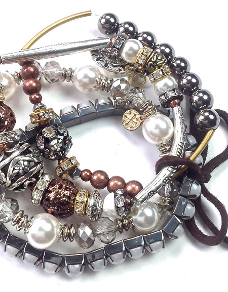 4 Strand Mix Beaded Stretch Bracelet