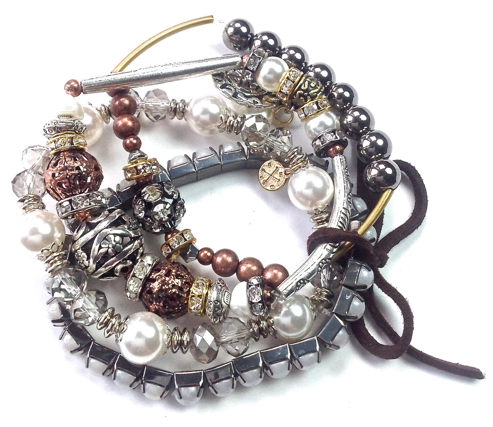 4 Strand Mix Beaded Stretch Bracelet