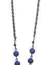 Short, Rosaried stone, ring & point Neckace - BLUE