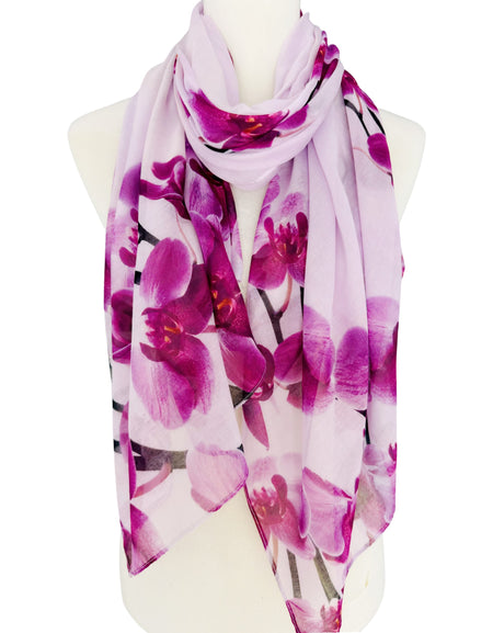 Pink-purple Violet Floral Print Scarf