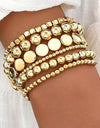 Multi Ball Chain Bead Stretch Bracelet - gold