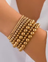 Classic Multi Ball Chain Bead Stretchable Bracelet - Gold