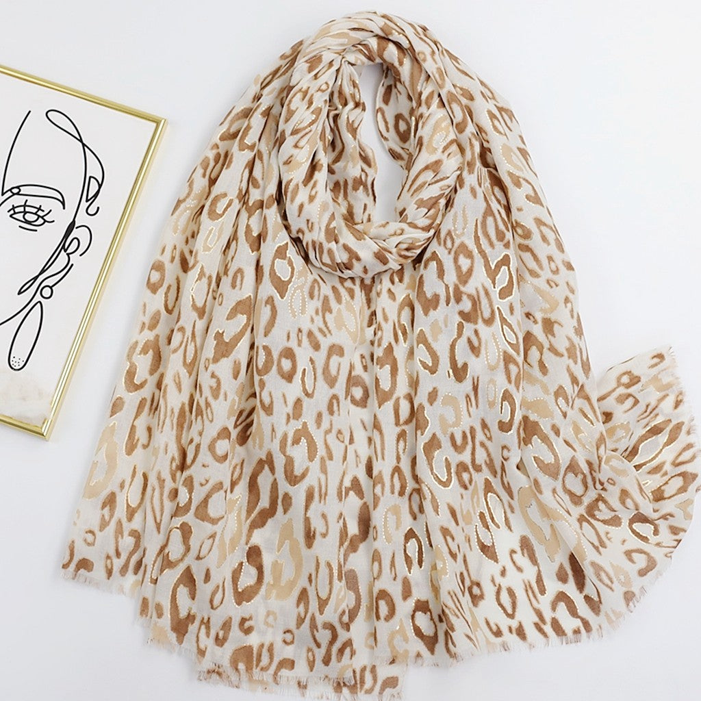 Beige-Khaki Leopard Scarf