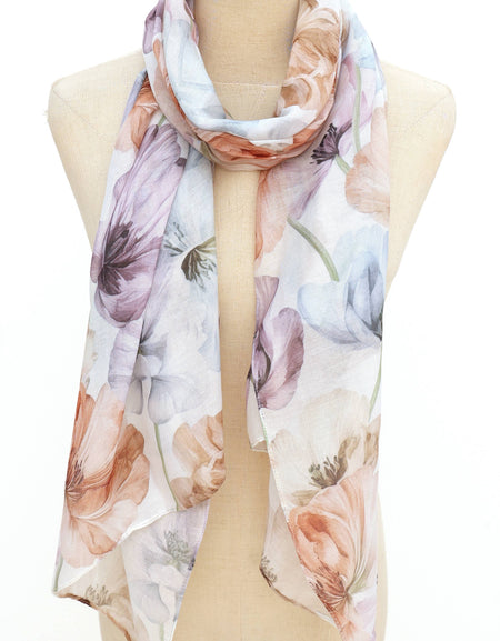 Blue-Coral Poppy Scarf