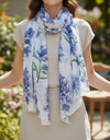 White Blue Wildflower Scarf