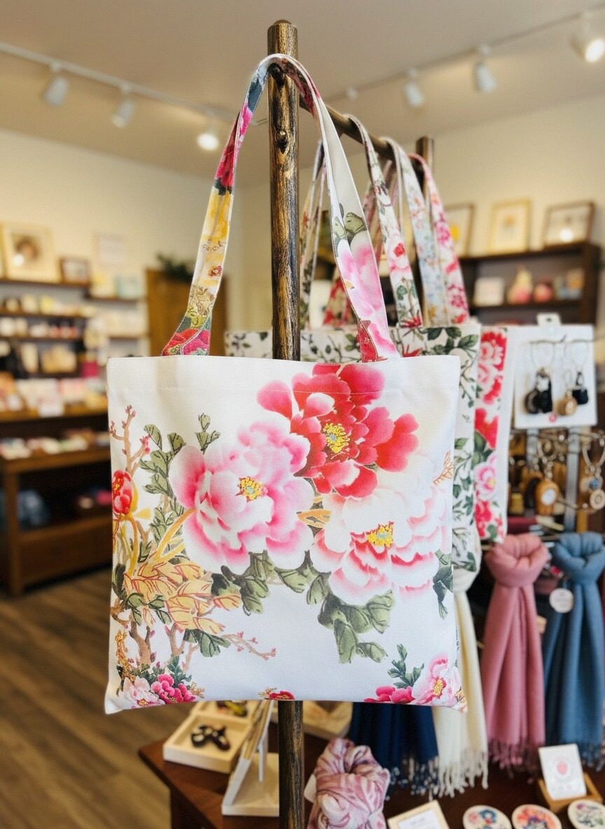 Pink Watercolor Peony Tote Bag