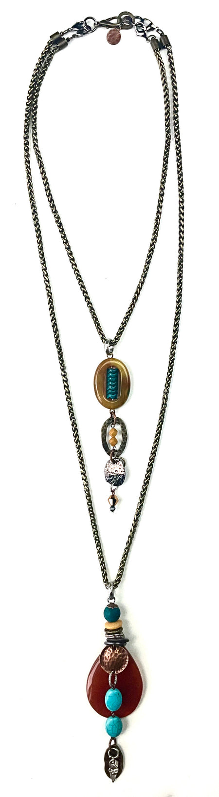 Layered Wheat Chain with Dangles Convertible Necklace