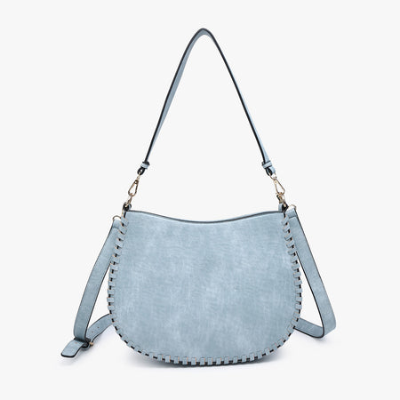 Raquel Whipstitch Trim Saddle Bag - Light Blue