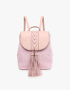 Eleanora Straw Backpack w/ Vegan Leather Detail - Pink