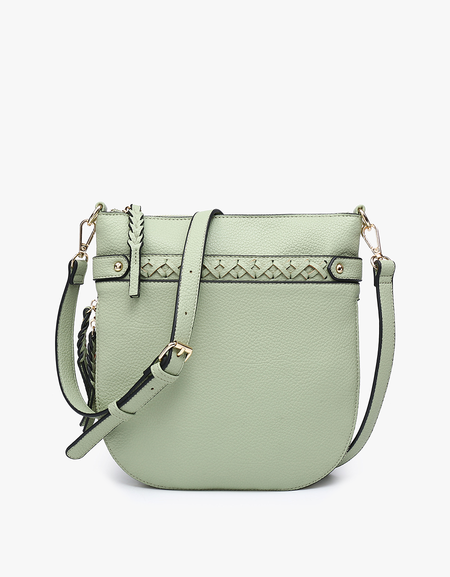 Esther Whipstitch Trim Round Crossbody - Sage