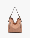 Alexa Checkered 2-in-1 Hobo Bag w/ Dual Zip Compartment - Mauve