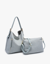 Alexa Checkered 2-in-1 Hobo Bag w/ Dual Zip Compartment - Mauve