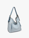 Alexa Canvas 2-in-1 Hobo Bag w/ Dual Zip Compartment - Grey Blue