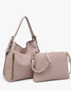 Alexa Canvas 2-in-1 Hobo Bag w/ Dual Zip Compartment - Grey Blue