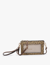 Maeve 3 Compartment Crossbody w/ Clear Window - Cheetah Camel