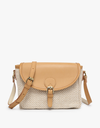 Erin Woven Crossbody w/ Vegan Leather Accents - Herringbone/Taupe