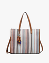 Eleanor Canvas Tote w/ Multicolor Tassels - Rust/Boho