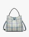 Tati Plaid Satchel w/ Shoulder Strap - Teal
