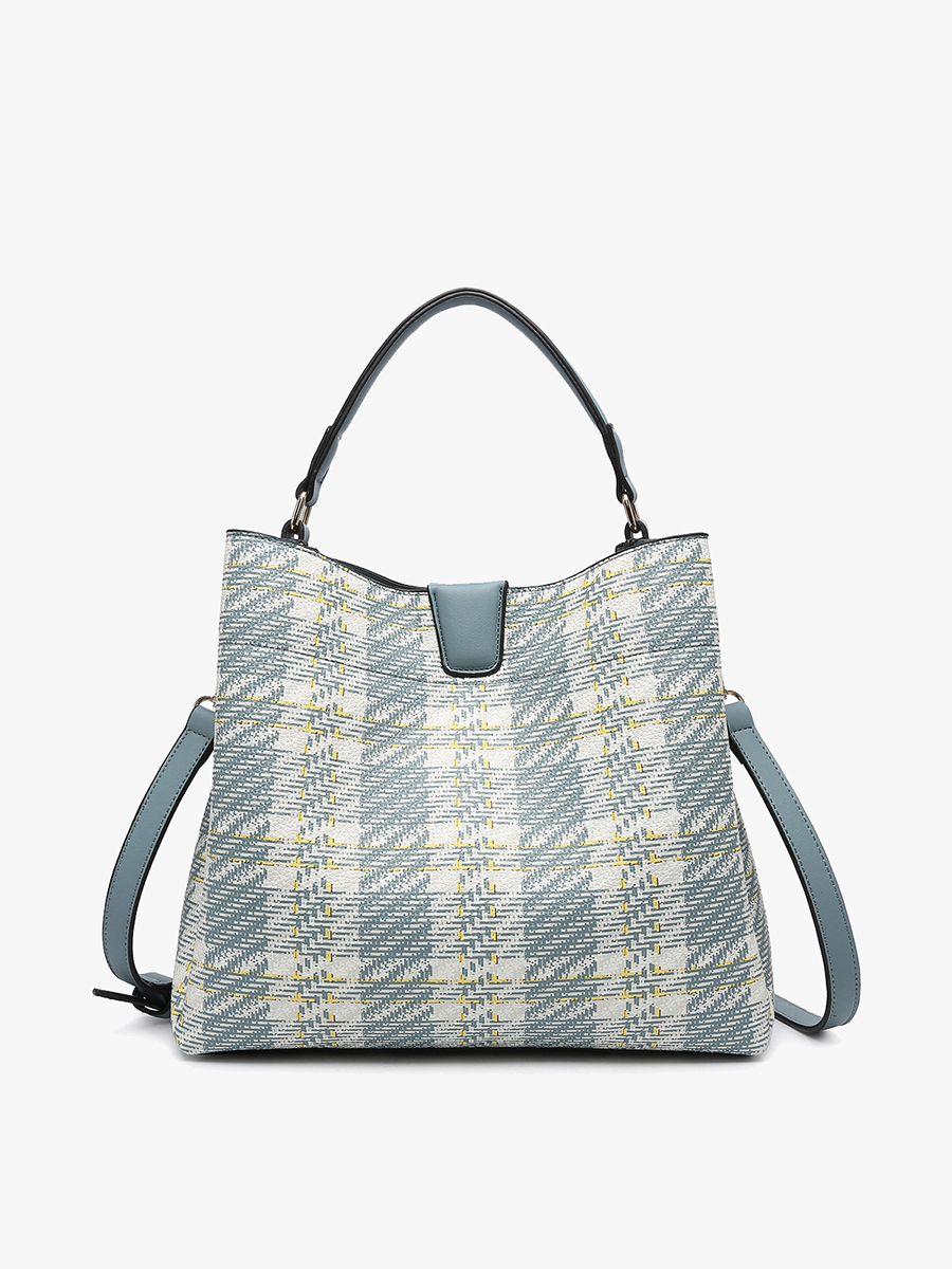 Tati Plaid Satchel w/ Shoulder Strap - Teal