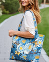 Blue-Yellow Floral Tote Bag