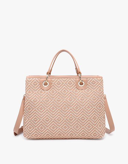 Nancy Woven Diamond Tote - Mauve