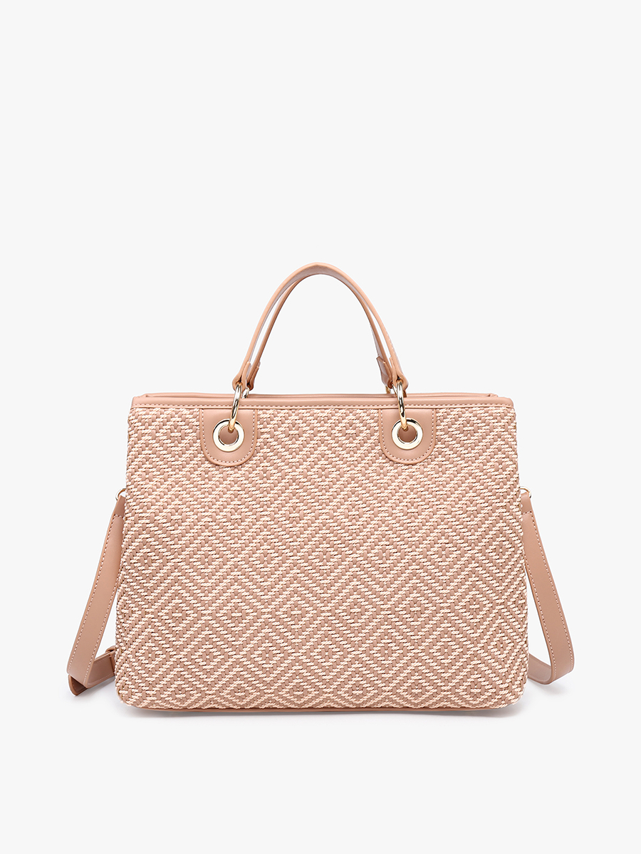 Nancy Woven Diamond Tote - Mauve