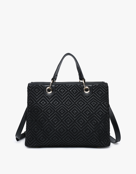 Nancy Woven Diamond Tote -Black