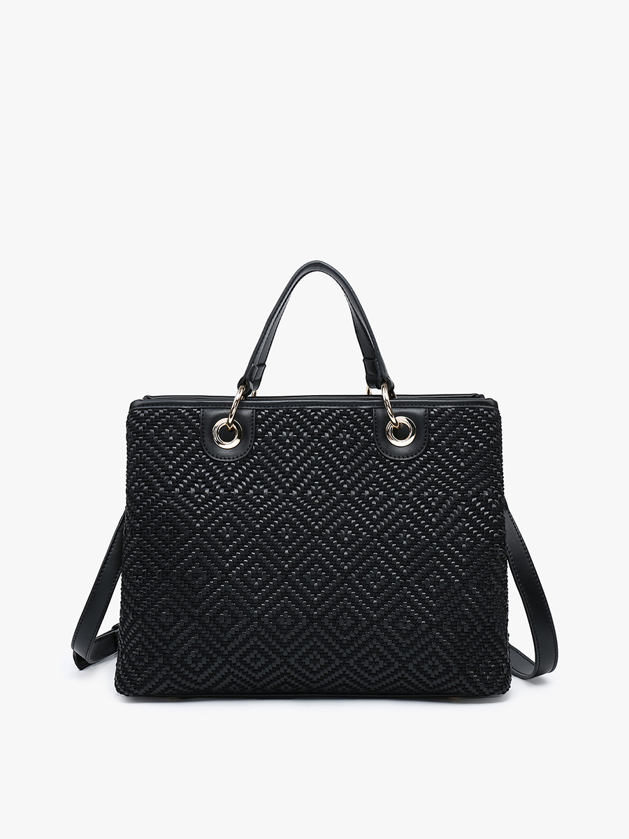 Nancy Woven Diamond Tote -Black