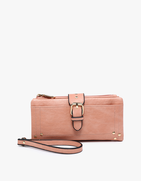 Cadence Buckle Wallet/Clutch w/ Zip Top - Pink