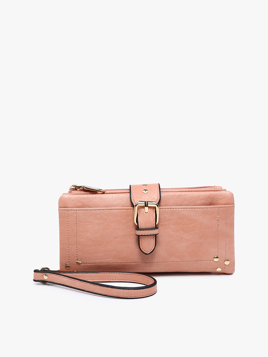 Cadence Buckle Wallet/Clutch w/ Zip Top - Pink