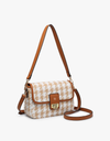 Elodie Houndstooth Gold Accent Crossbody - Sand & White