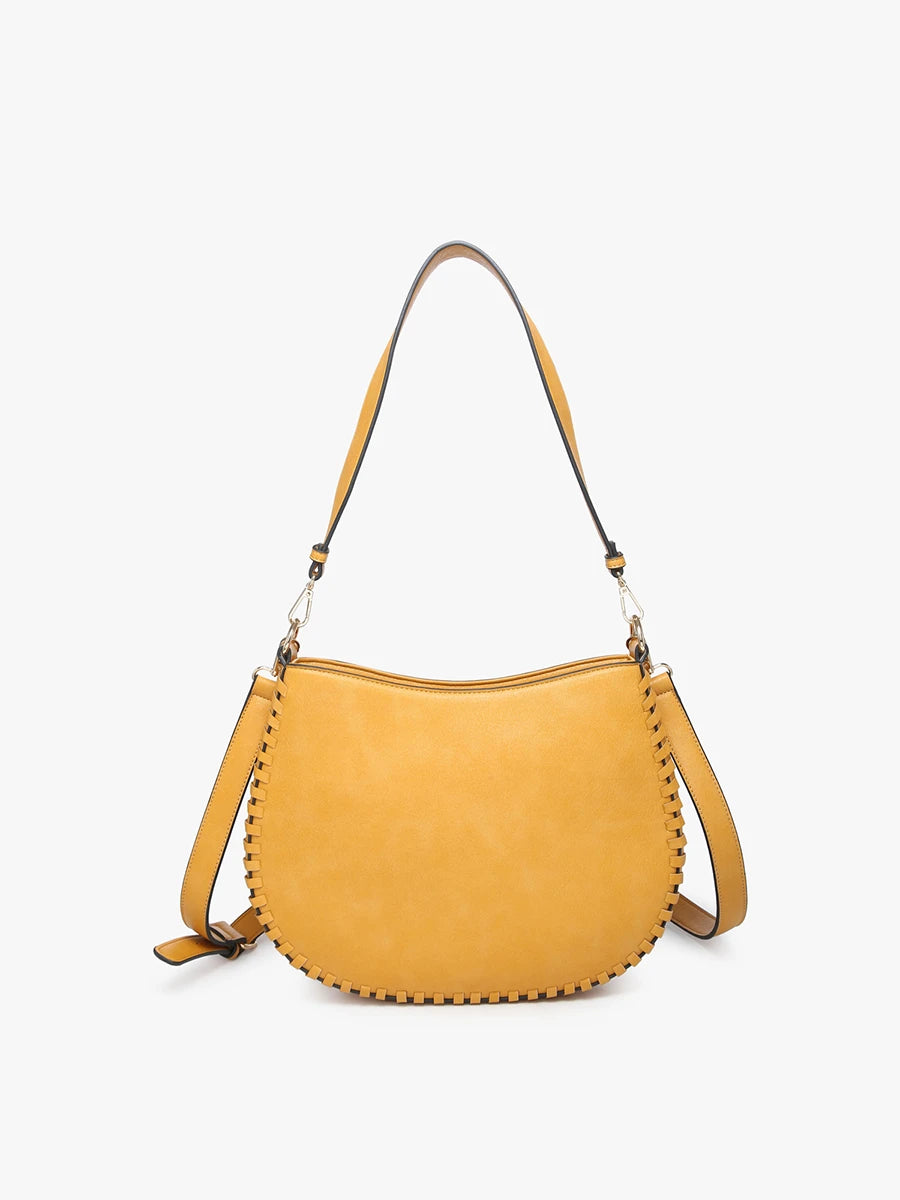 Raquel Whipstitch Trim Saddle Bag - Mustard