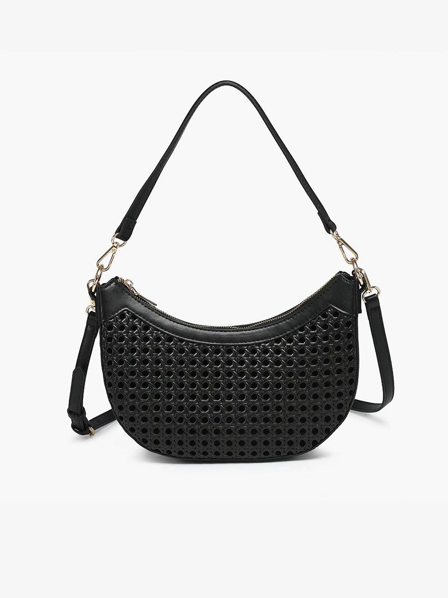 Daisy Half Moon Crossbody - Black