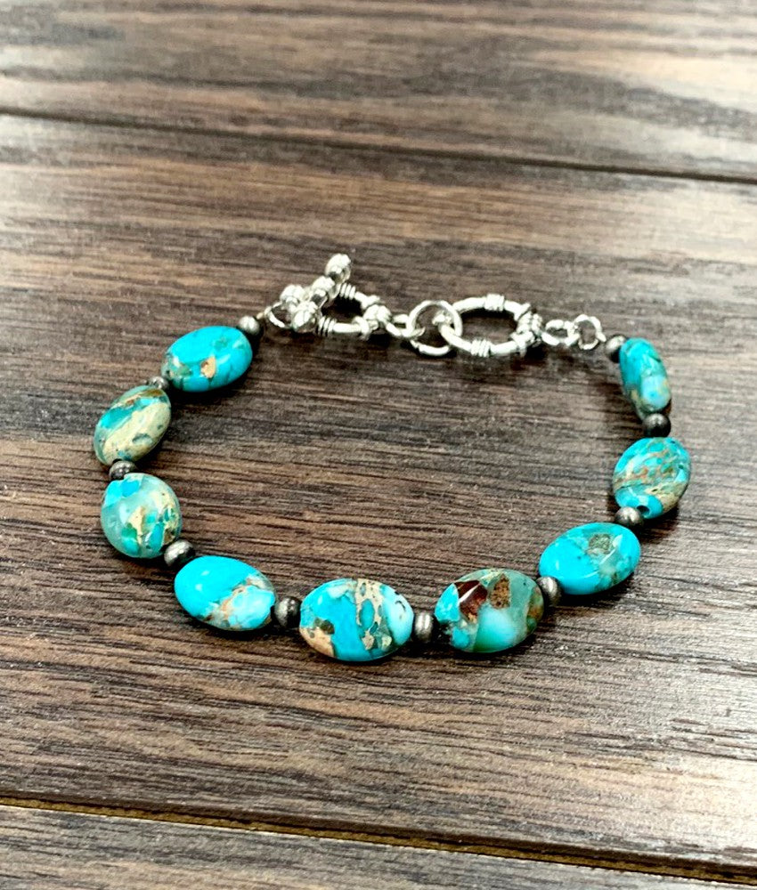 Western Oval Gemstone Adjustable Bracelet