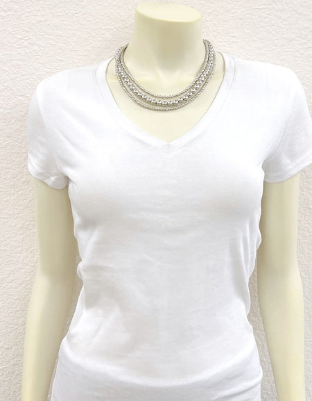 Silver 3-strand 18” Navajo Bead Necklace