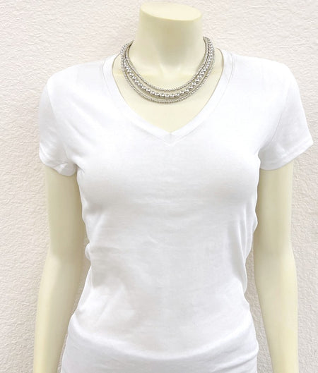 Silver 3-strand 18” Navajo Bead Necklace